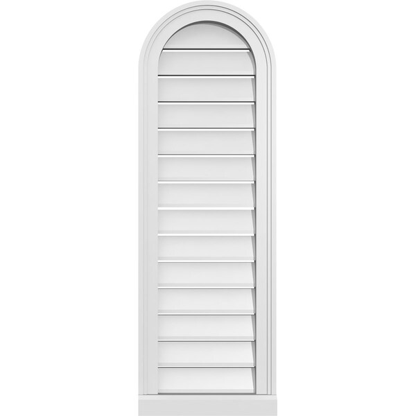 Ekena Millwork Round Top Surface Mount PVC Gable Vent: Functional, w/ 2"W x 2"P Brickmould Sill Frame, 14"W x 42"H GVPRT14X4203SF - main